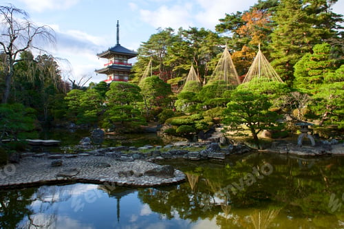 Preview: View of Rinno-Ji Temple among the trees in Sendai, Japan