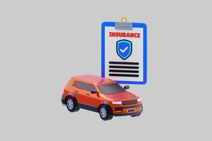 Preview: Orange suv with insurance document