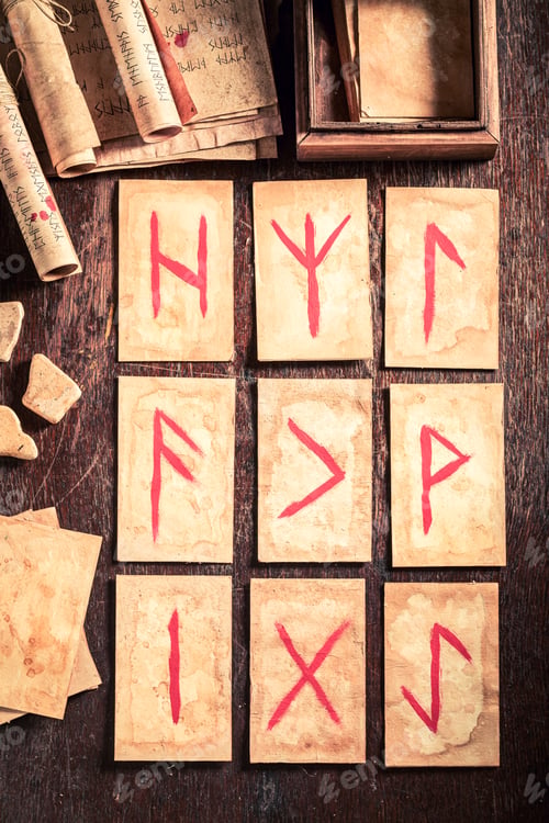 Preview: Unique runic divination by cards with alphabet