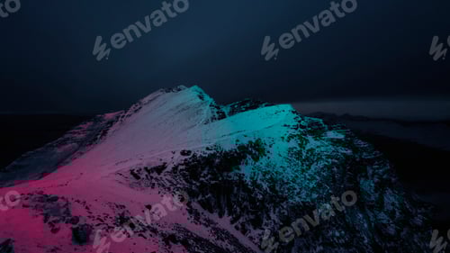 Preview: Snowy pink mountain view