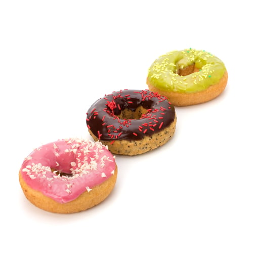 Preview: Delicious doughnuts isolated on white background