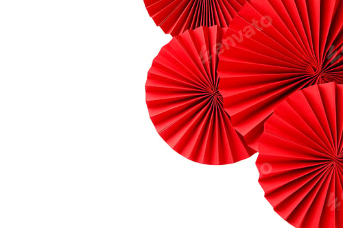 Preview: Red paper decorations create a vibrant atmosphere, on white