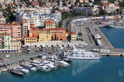 Preview: City of Nice in France, view above Port of Nice on French Riviera