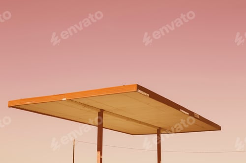 Preview: Detail of roof shelter from abandoned gas station, Nevada, USA.
