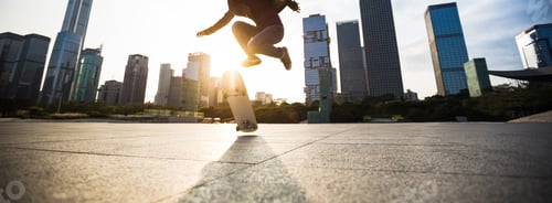 Preview: Skateboarding on sunset city park