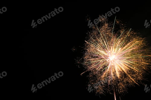 Preview: Beautiful bright firework lighting up night sky, space for text