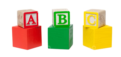 Preview: Wooden alphabet blocks isolated on white background. High quality photo