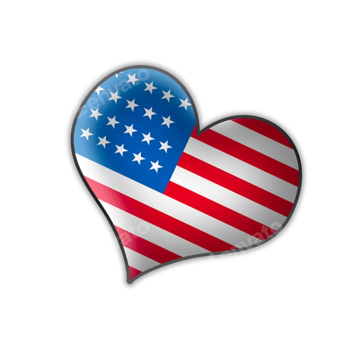 Heart Shaped United States Flag on White
