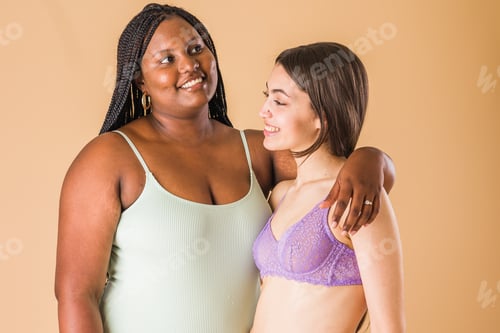 Preview: body positivity and inclusivity feminity friends. interracial Moroccan and Cuban Latin woman