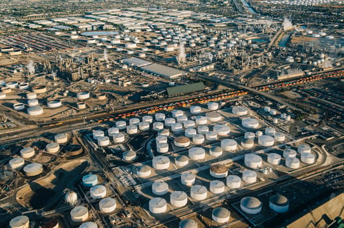 Preview: Oil refinery, elevated view, Los Angeles, CA, USA