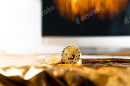 Preview: Cryptocurrency golden bitcoin image for crypto currency