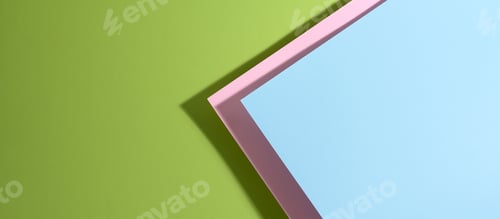 Preview: Modern bright green background banner with blue and pink sheets of paper