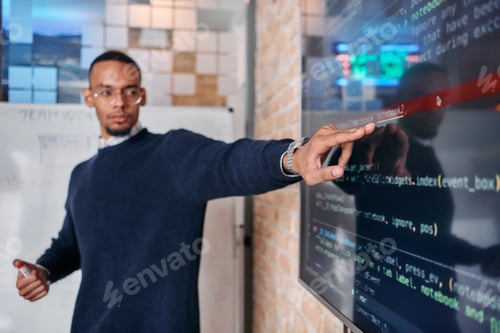 Preview: African American businessman delivers a compelling presentation of his business strategy to his