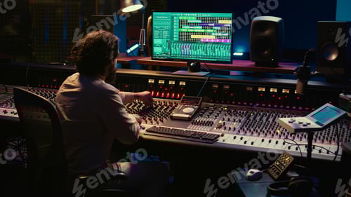 Preview: Audio technician mixes individual tunes to create balanced sound after recording