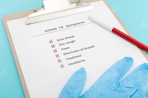 Preview: Checklist On Clipboard COVID-19 symptoms concept