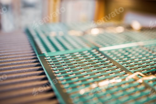 Preview: Microcircuits and components lie on metal plates