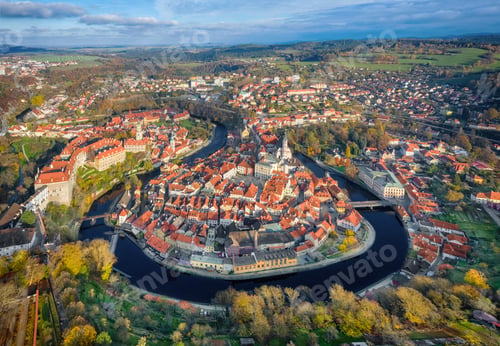 Preview: Aerial view of Cesky Krumlov, Czechia