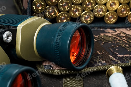 Preview: Hunting binoculars with red lense, close up