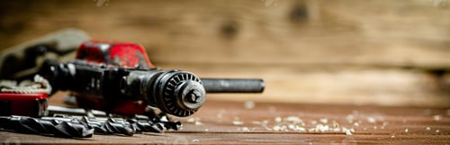 Preview: Red Power Drill and Drill Bits on Wood