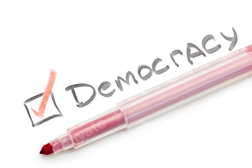 Preview: Democracy word drawn by felt tip pen