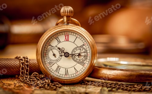 Preview: Vintage still life Antique pocket watch.