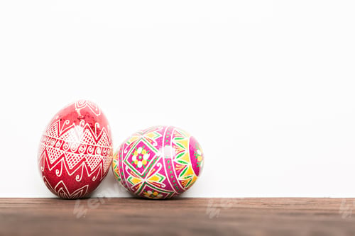 Preview: Decorated Easter Eggs on a Wooden Surface
