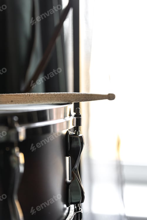 Preview: Close up of a snare drum, percussion instrument.
