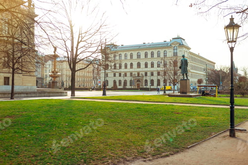 Preview: The street with ancient buildings in the center of Prague, Czech Republic