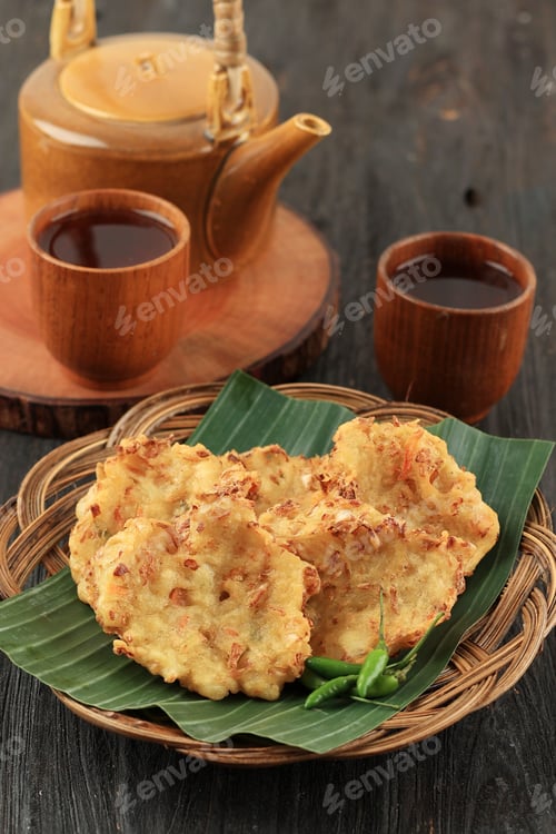Preview: Bakwan Sayur or Bala-bala or Vegetable Fritter, Indonesian Snack made from Flour, Cabbage, Carrot