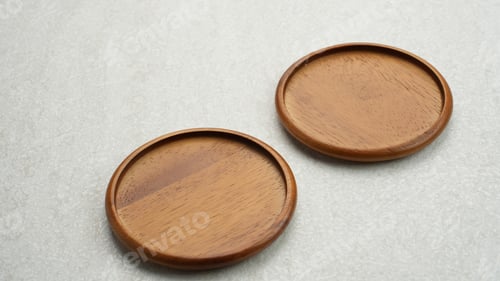 Preview: Round shaped wood coaster on a white background.