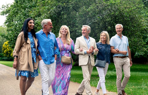 Preview: Senior group old buddies reunion in London