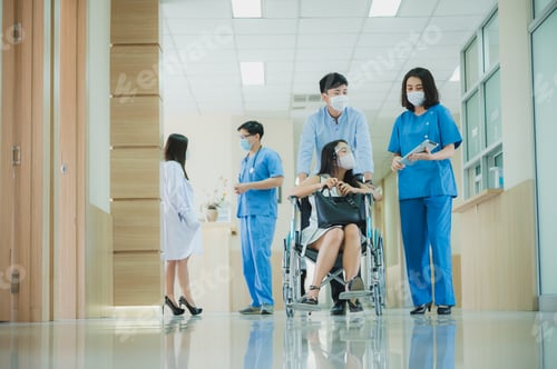 Preview: Medical professionals doctor wear surgical masks to prevent the spread of the virus