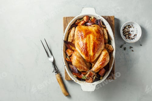 Preview: Delicious chicken baked with honey and vegetables