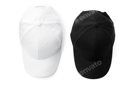 Preview: Two White and Black Hats on a White Background