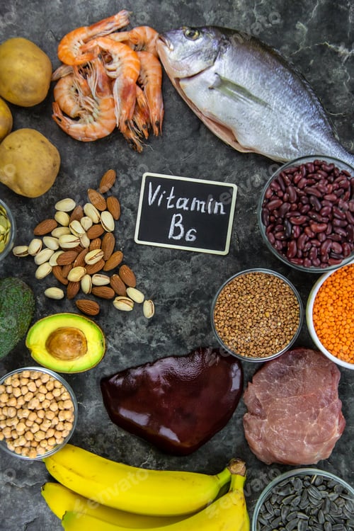 Preview: Foods that contain vitamin B6. Selective focus.