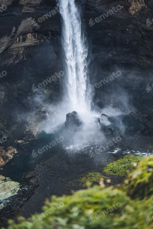 Preview: Haifoss waterfall in Iceland - one of the highest waterfall in Iceland, popular tourist destination