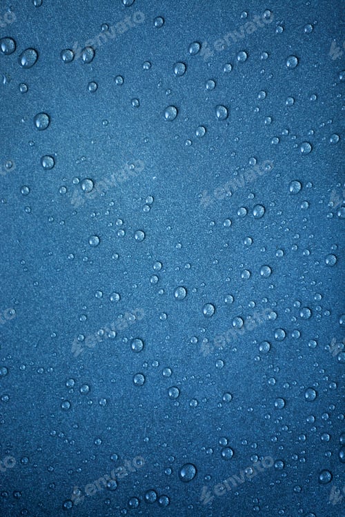 Preview: Blue water droplets texture background overhead view