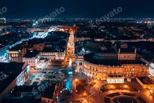 Preview: Night view of the opera house in Odessa