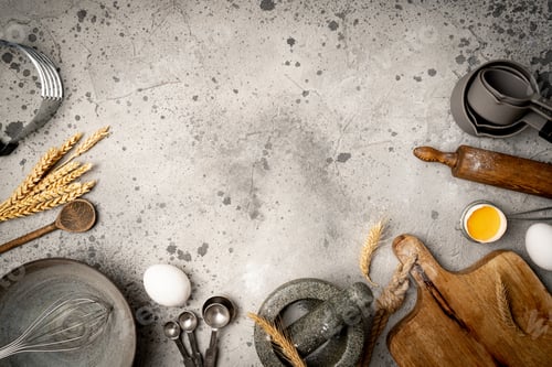 Preview: Baking utensils and ingredients.