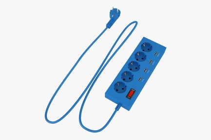 Preview: Blue Power Strip with USB Ports