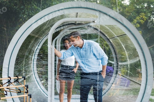 Preview: Couple inside tent at glamping