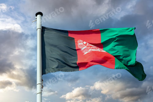 Preview: Afghanistan flag waving against cloudy sky