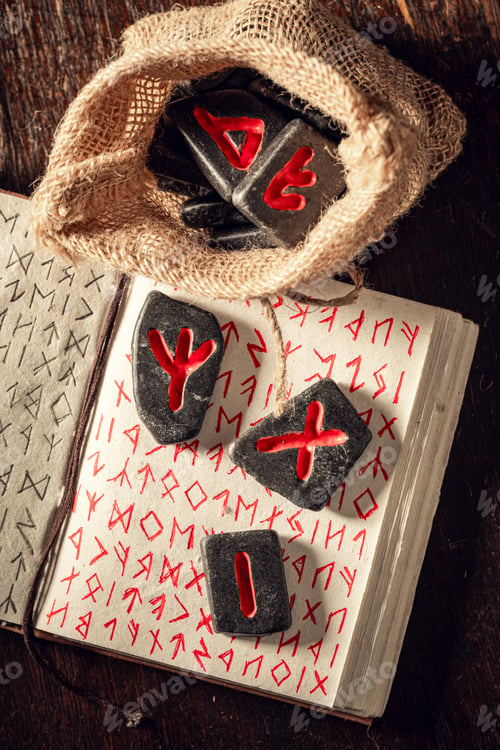 Preview: Runic divination by ancient stones based as mystical background
