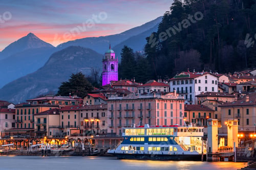 Preview: Bellagio, Italy on Lake Como at twilight.