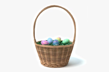 Preview: Wicker Easter Basket with Decorated Eggs