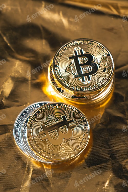 Preview: Cryptocurrency golden bitcoin image for crypto currency
