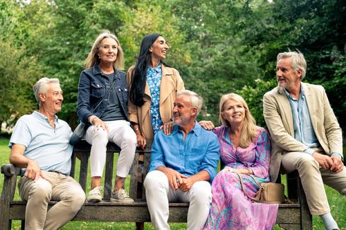 Preview: Senior group old buddies reunion in London