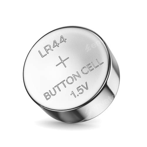 Preview: LR44 button cell battery, perfect for various electronic devices. Isolated on white. 3D rendering.