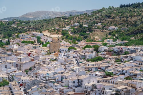 Preview: Aerial view of Montefrio with Convent and Church of San Antonio - Montefrio, Andalusia, Spain