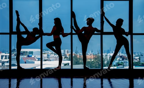 Preview: Silhouettes of dancers in dark studio